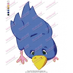 Funny Blue Bird Embroidery Design